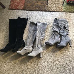 Lot bundle of 3 knee high & thigh high boots 7 7/2